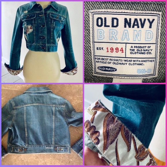 Pearl lace & floral cuffs embellished denim jacket - Picture 1 of 11